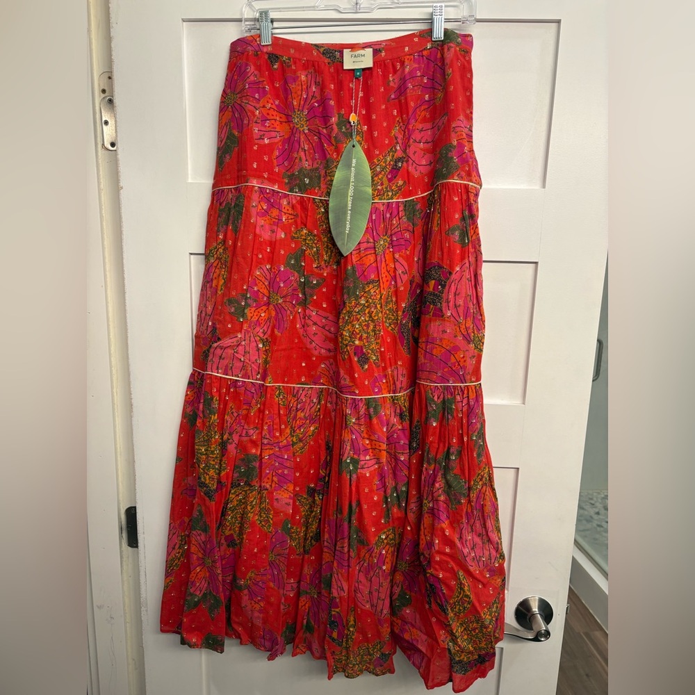 FARM Rio Banana Flowers Maxi Skirt Sz M